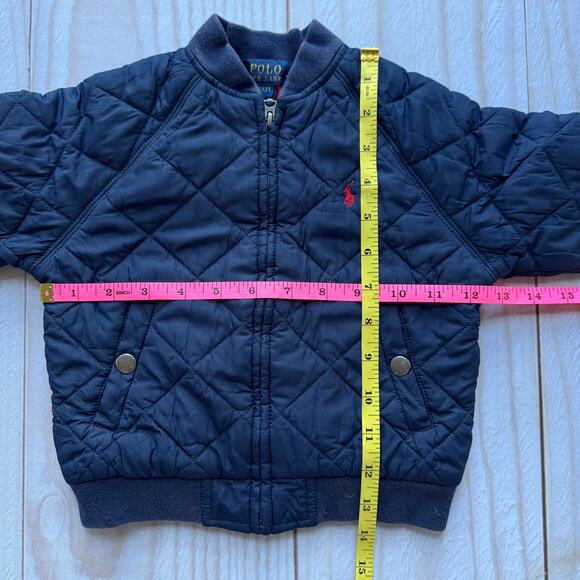 Polo Ralph Lauren Toddler 2T Navy Blue Quilted Bomber Barn Zipper Jacket Coat - Picture 3 of 6